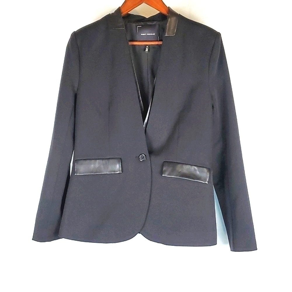 Robert Rodriguez Reece‎ Blazer Smudge Black with Faux Leather Accents